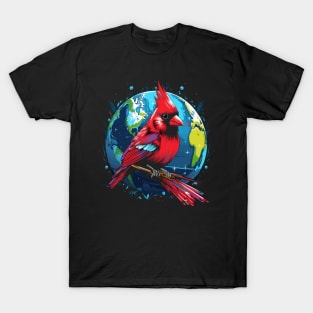 Cardinal Bird Earth Day T-Shirt